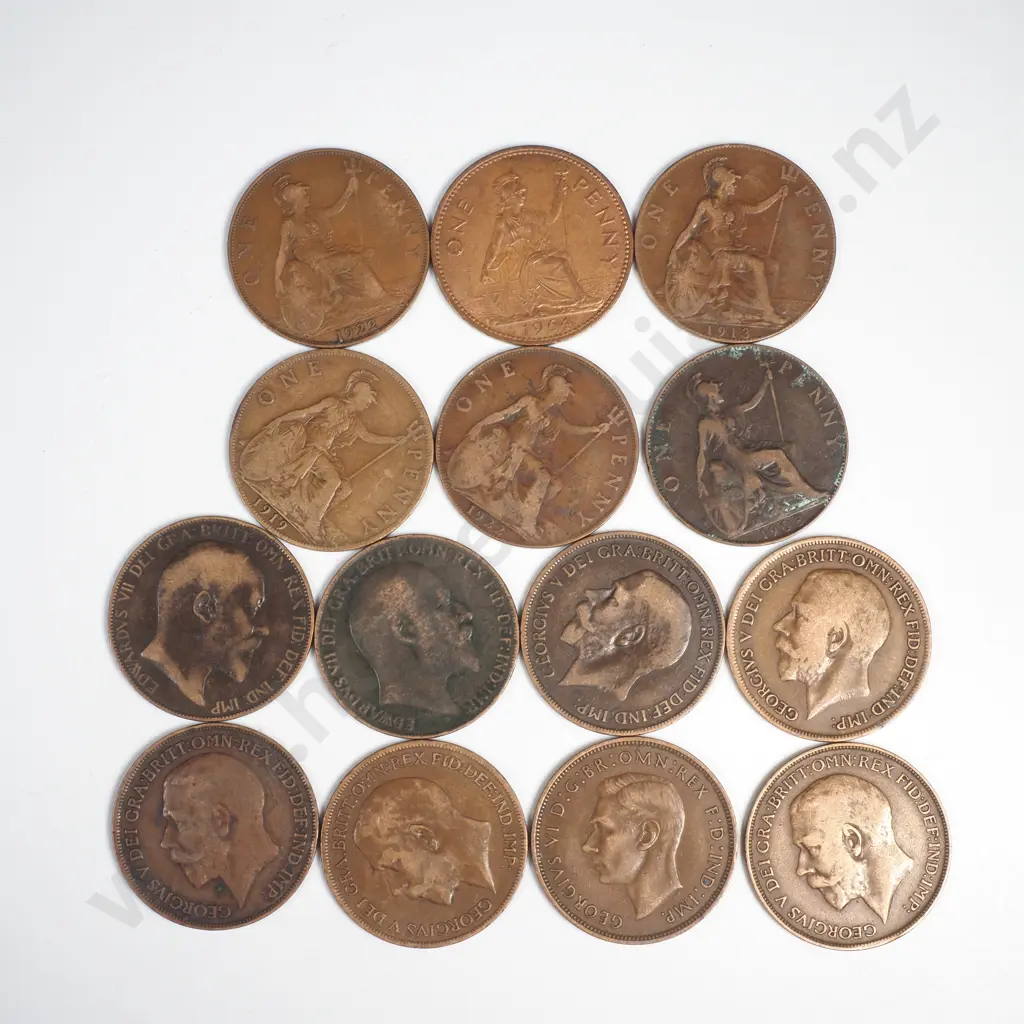 Great Britain One Penny Coins x 14 Image 1++