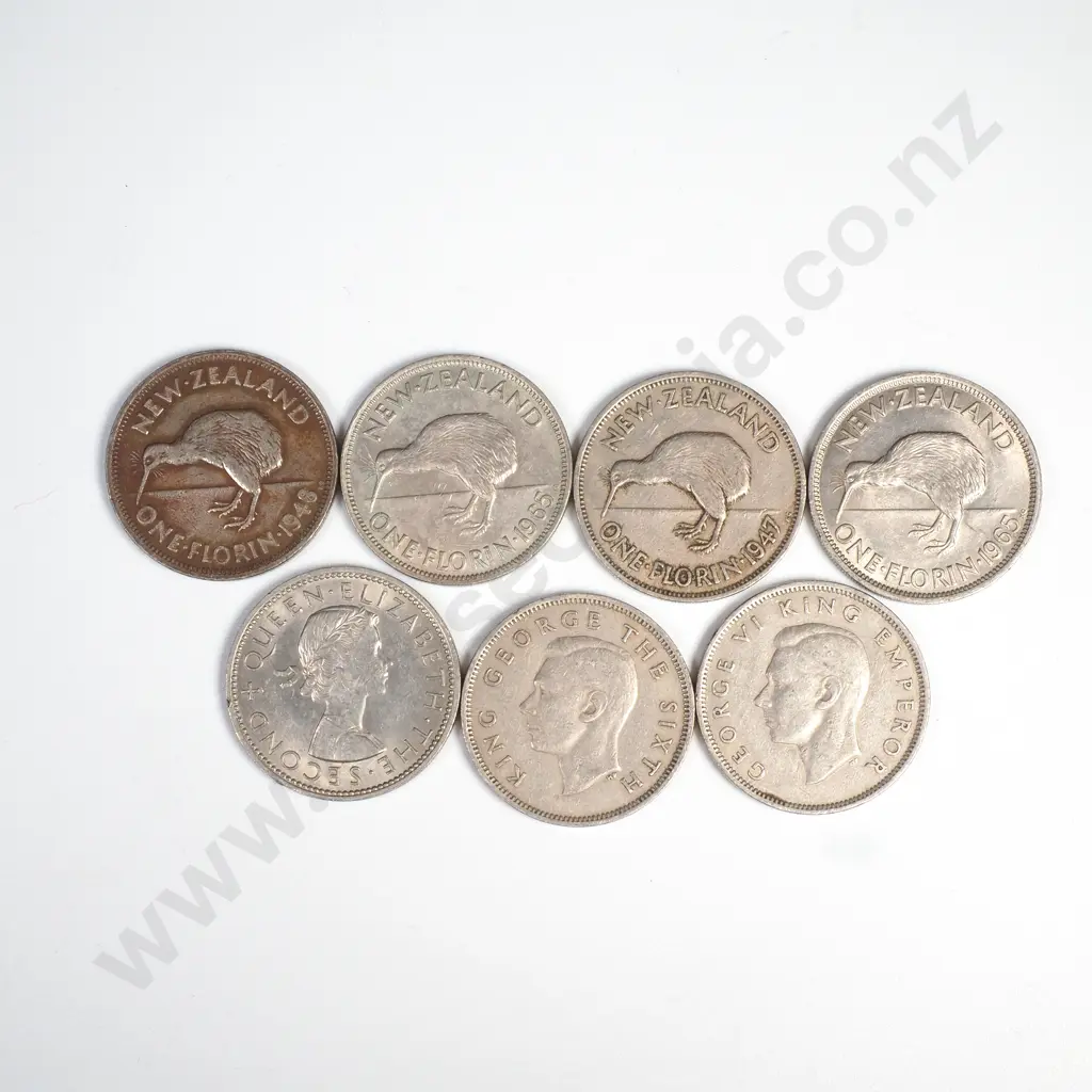 Lot of Post 1946 New Zealand Florins Image 1++