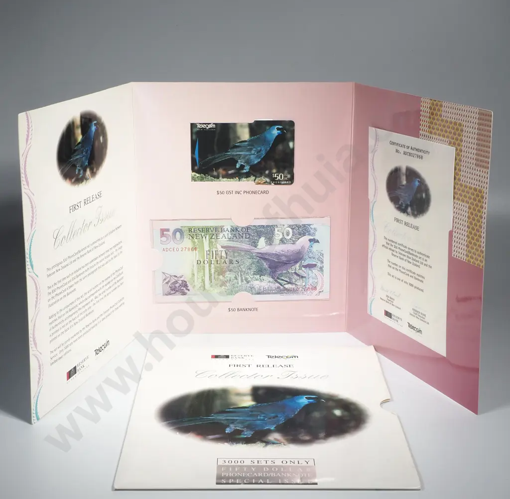 New Zealand Fifty Dollar Banknote Phone Card Presentation Set Image 1++