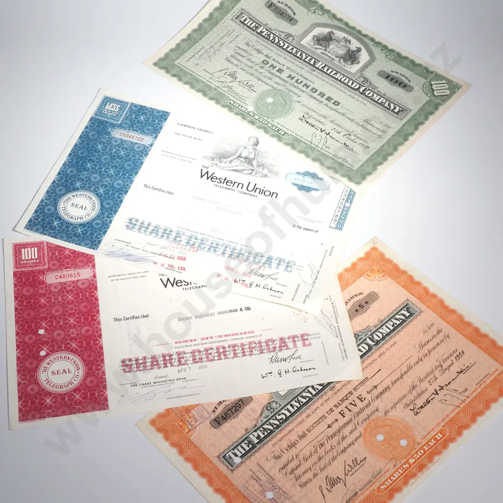 Assorted lot of Vintage American Share Certificates Image 1++