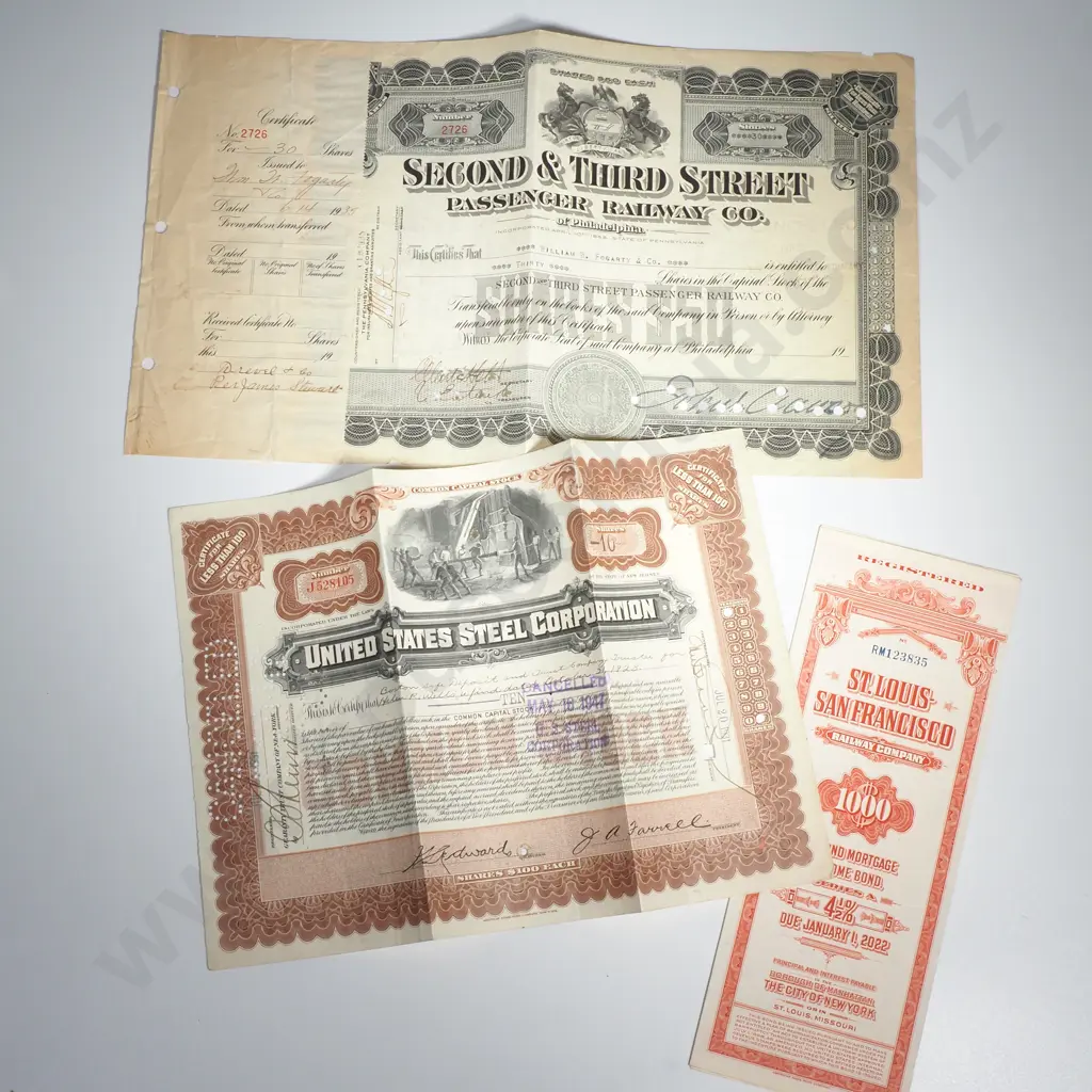 Assorted lot of Vintage American Share Certificates Image 1++