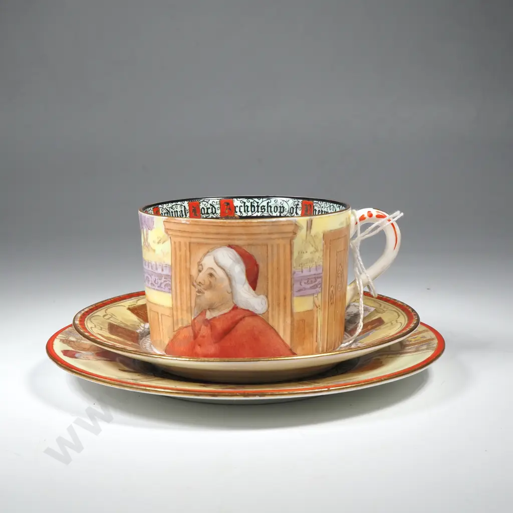 Porcelain Royal Doulton 'Jackdaw of Rheims' Cup, Saucer & Plate Image 1++