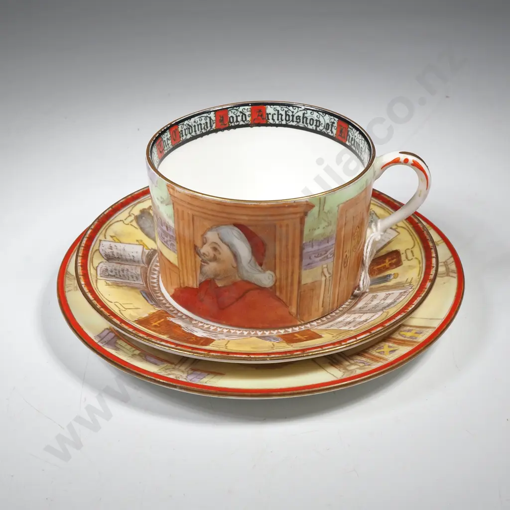Porcelain Royal Doulton 'Jackdaw of Rheims' Cup, Saucer & Plate Image 1++