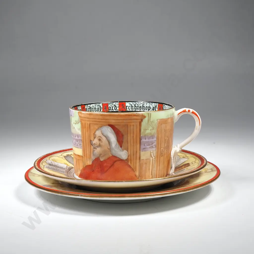 Porcelain Royal Doulton 'Jackdaw of Rheims' Cup, Saucer & Plate Image 1++