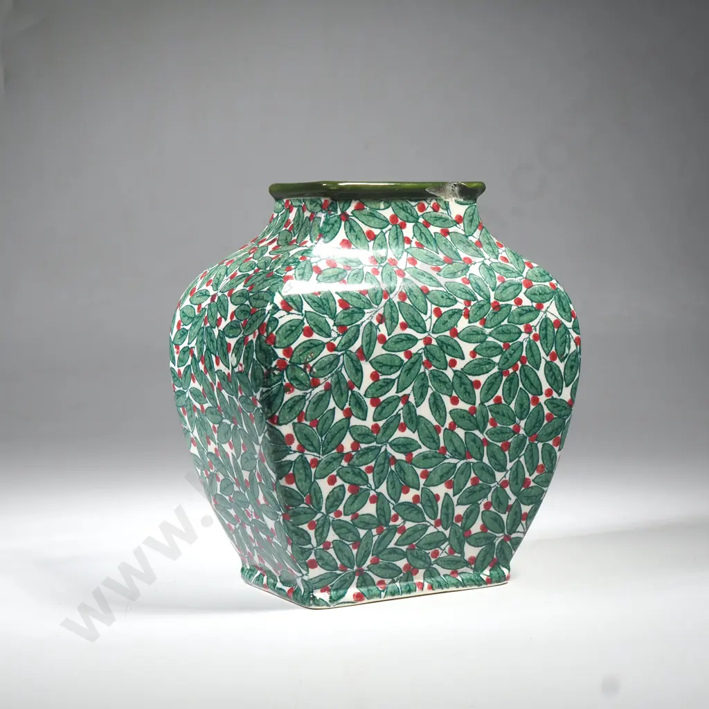Royal Doulton Vase w Allover Pattern of Leaves & Cherries D 3715 Image 1++