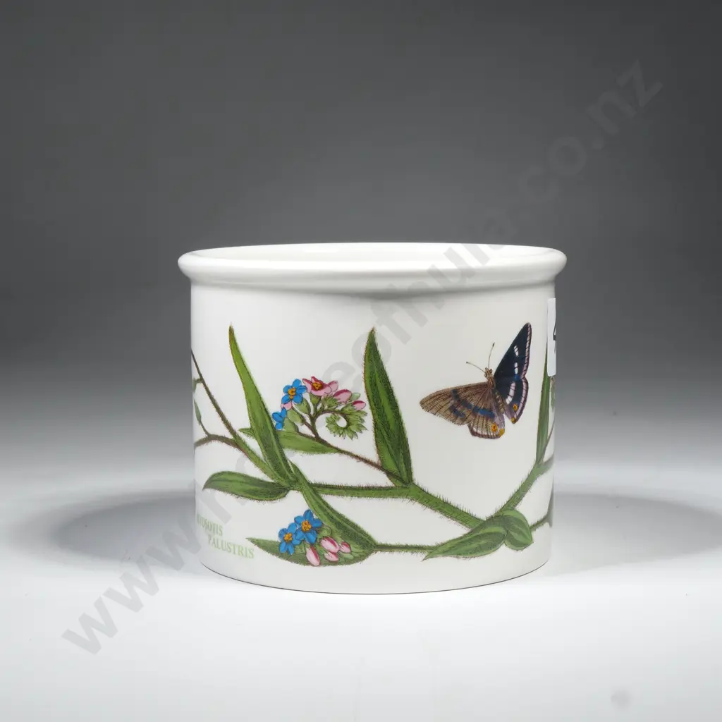 Portmeirion Botanic Garden Drum Shaped Pot Or Small Jar w Forget Me Knot Motif Image 1++
