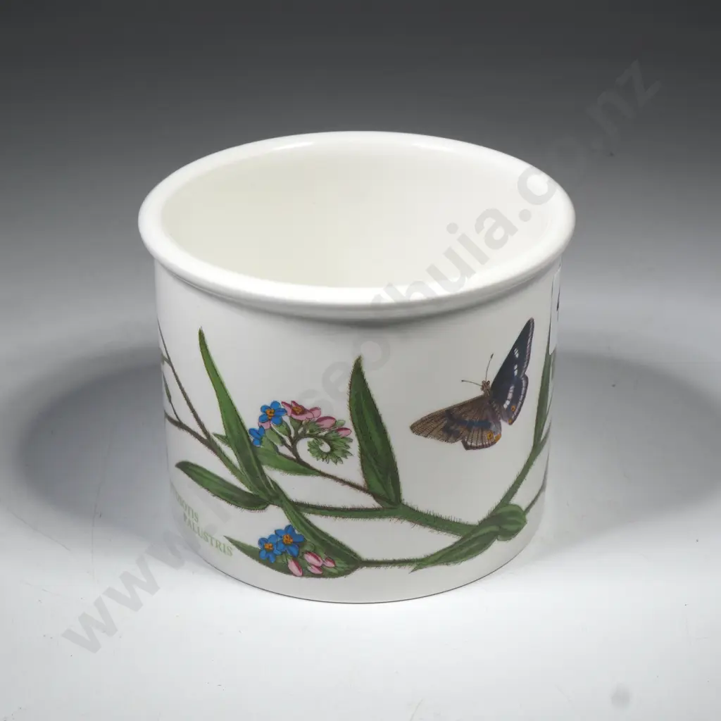 Portmeirion Botanic Garden Drum Shaped Pot Or Small Jar w Forget Me Knot Motif Image 1++