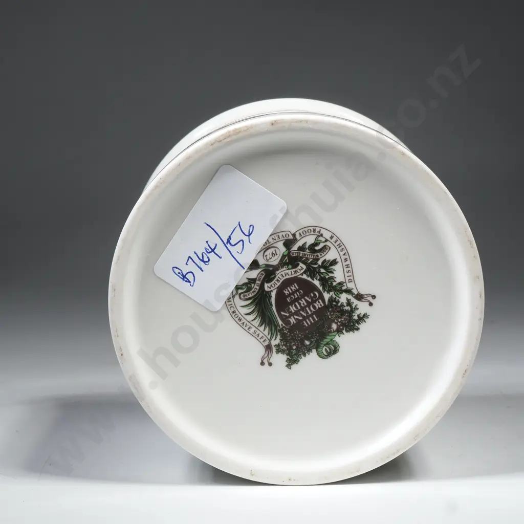 Portmeirion Botanic Garden Drum Shaped Pot Or Small Jar w Forget Me Knot Motif Image 1++