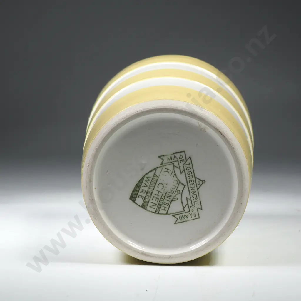 T G Green Yellow Cornish Ware Beaker w Green Shield Mark Image 1++