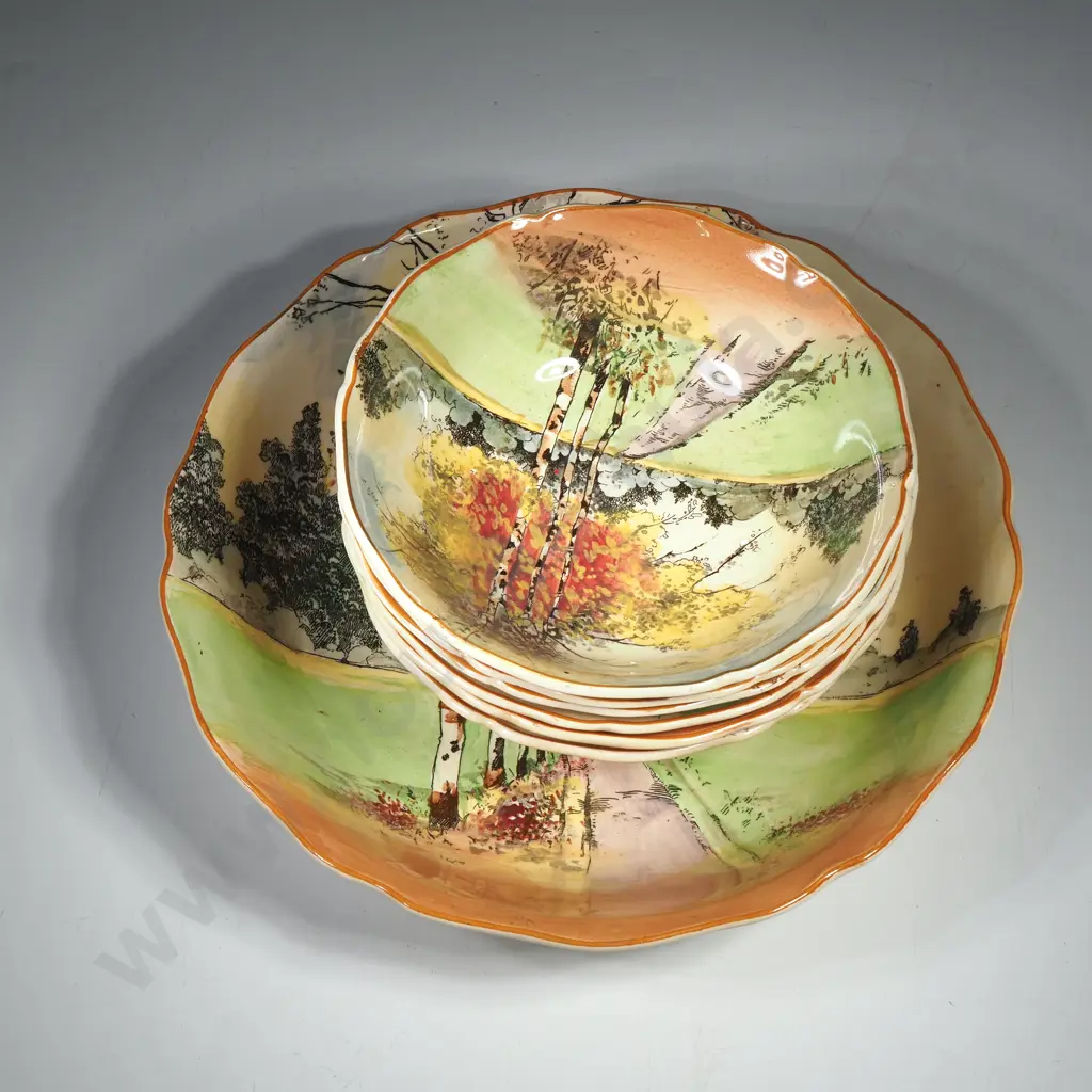 Vintage Royal Doulton Series Ware Dessert Set - 'Autumn Glory' Image 1++