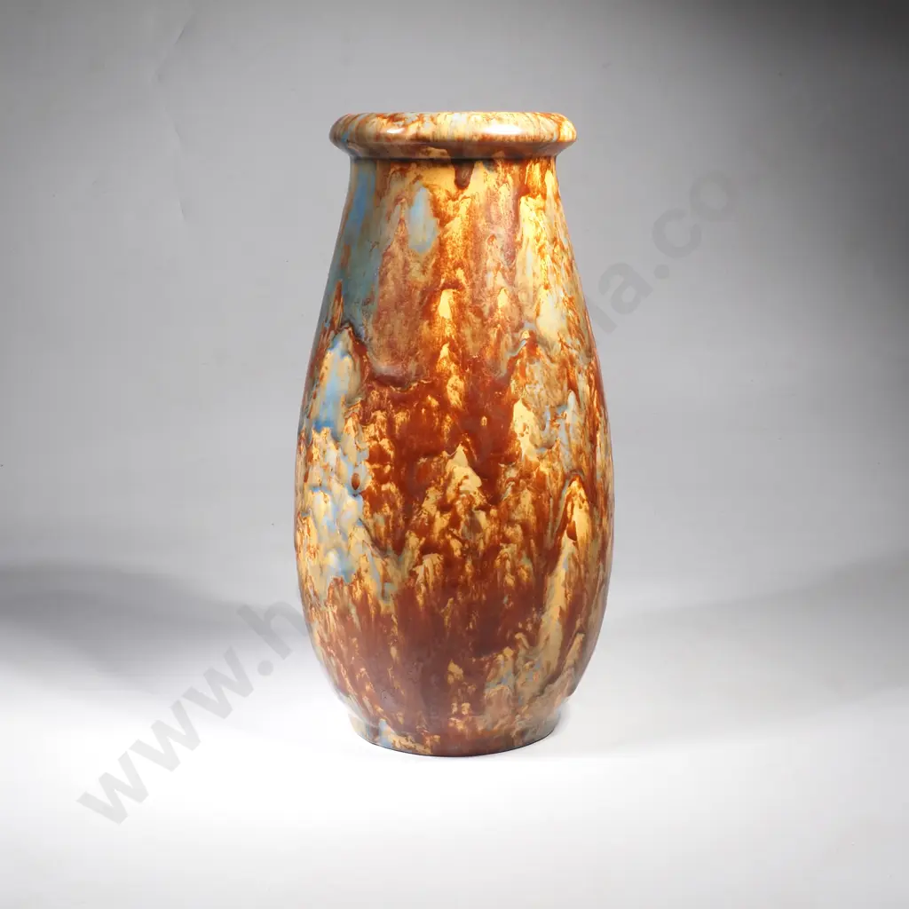 Art Deco English Crown Ducal Arcadian Glaze Tall Vase Image 1++
