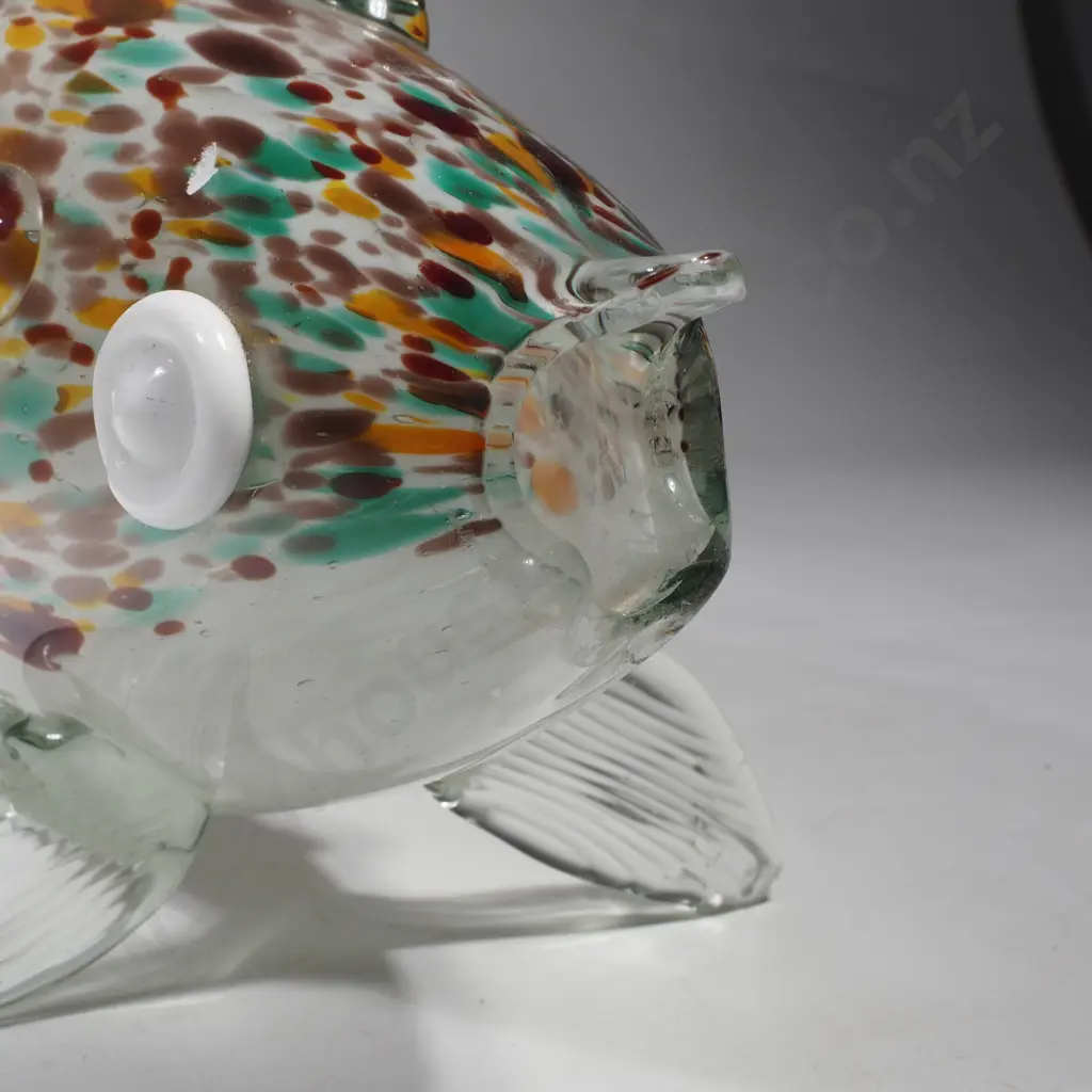Vintage Mid Century or Murano Multi Coloured Speckled or 'Harlequin' Pattern Fish Image 1++