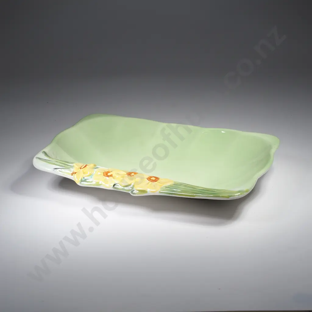 Three Beswick Serving Platters in the 'Springtime' Pattern, One w Three Segments & One w Two Segments in Green & Yellow Image 1++
