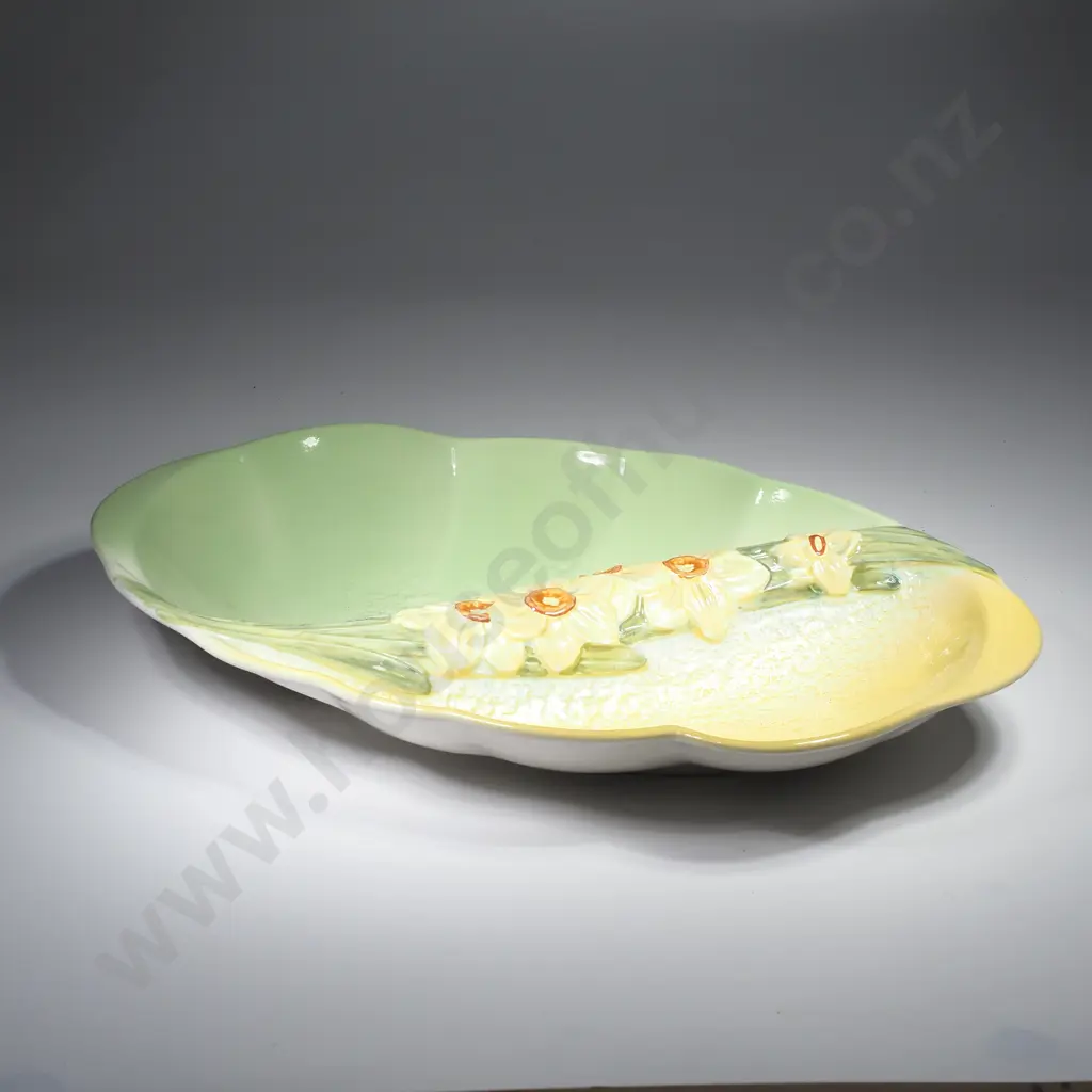 Three Beswick Serving Platters in the 'Springtime' Pattern, One w Three Segments & One w Two Segments in Green & Yellow Image 1++