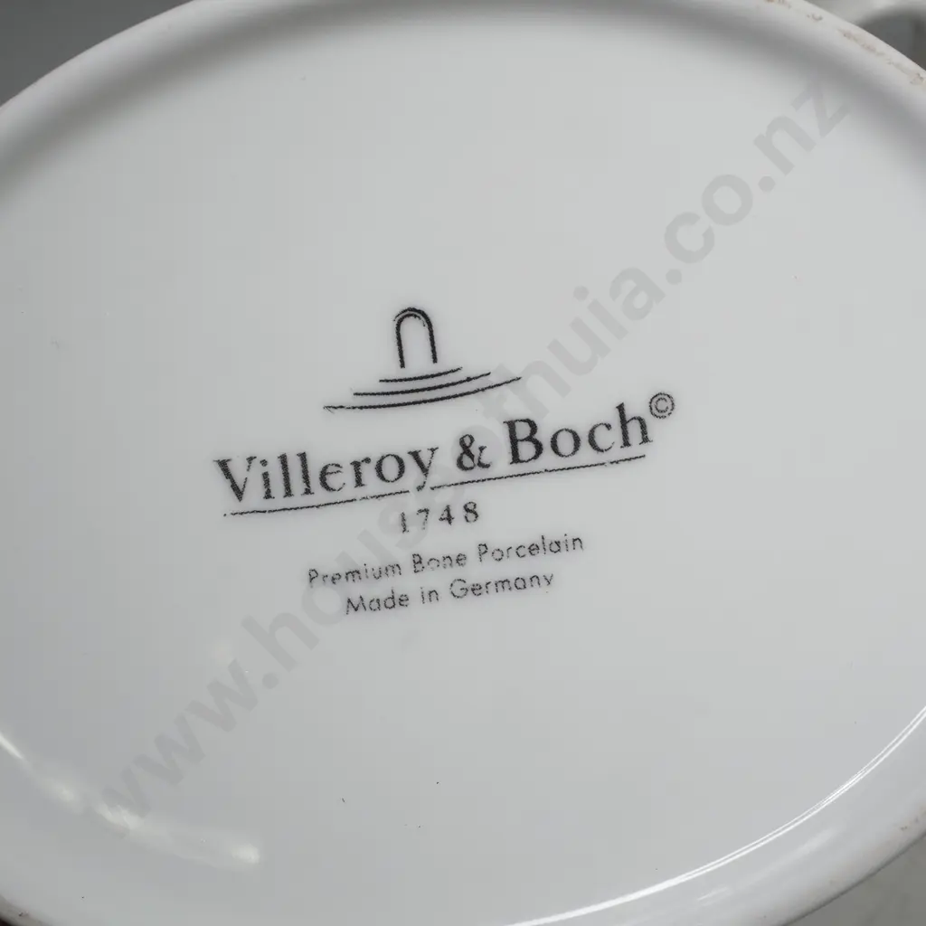 Four Villeroy & Boch Aureus Double Handled Soup Bowls & Under Dishes Image 1++