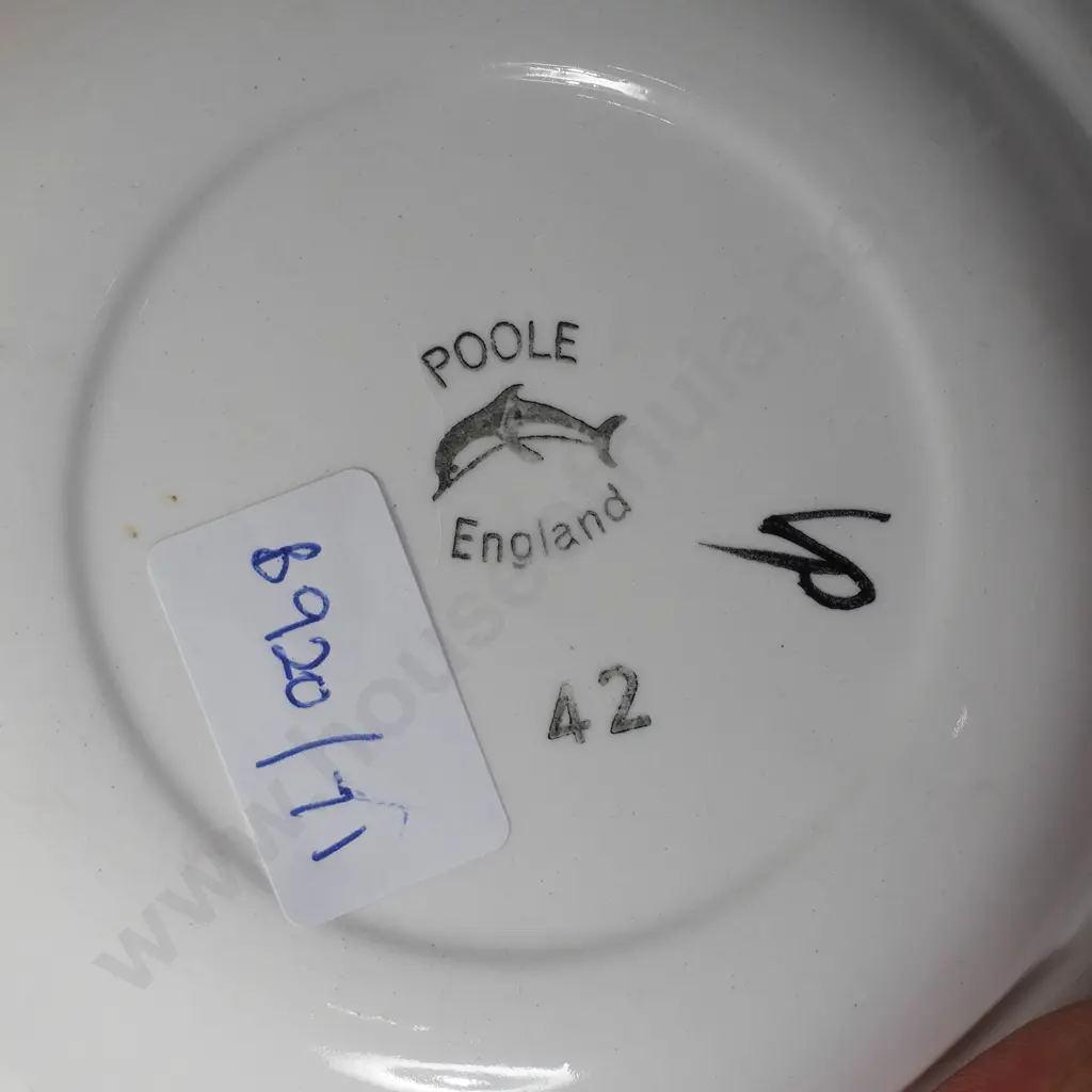 Three Vintage Heptagonal Small Poole Pottery Delphis Plates, Shape No 42 by Three Various Artists Image 1++