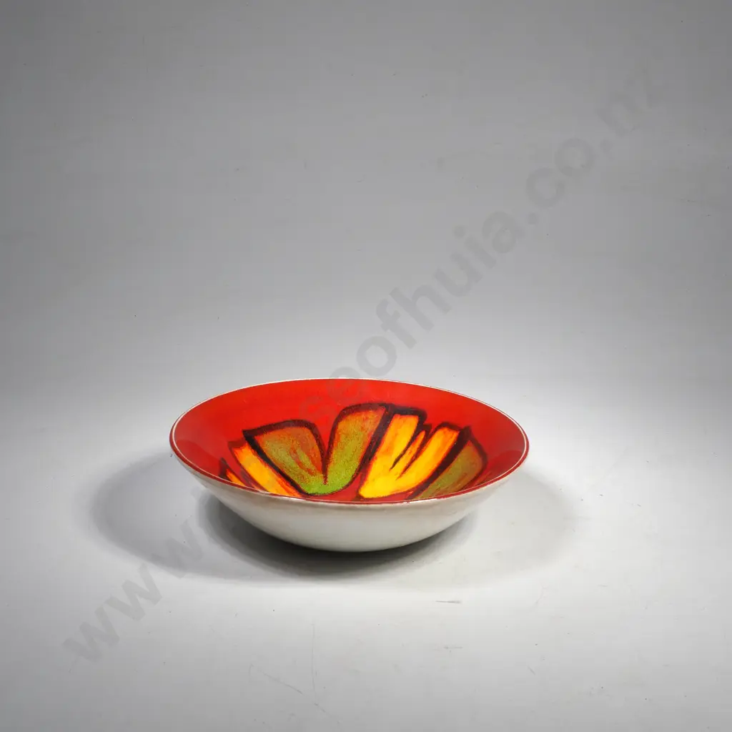 Poole Pottery Delphis Round Dish, No 56 w Abstract Design on an Orange Ground by Beverley Mantel Image 1++