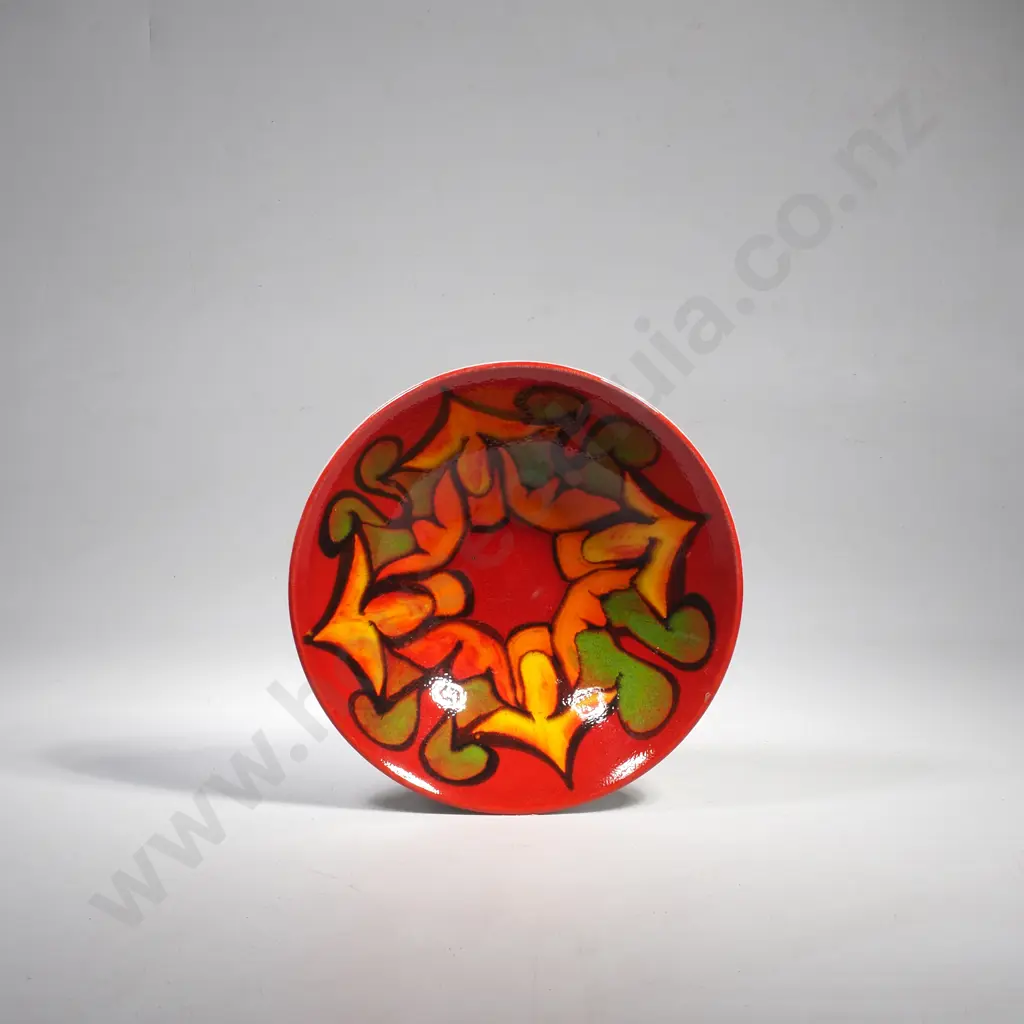 Poole Pottery Delphis Round Dish w Abstract Design on an Orange Ground by Andree Fontana Image 1++