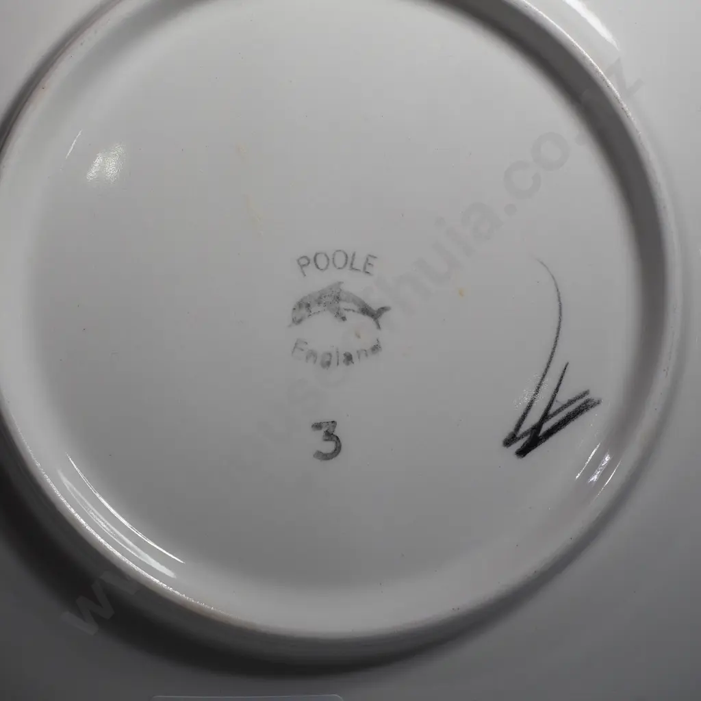 Poole Pottery No 3 Dish w Hand Painted Abstract Design by Artist Angela Wyburgh Image 1++