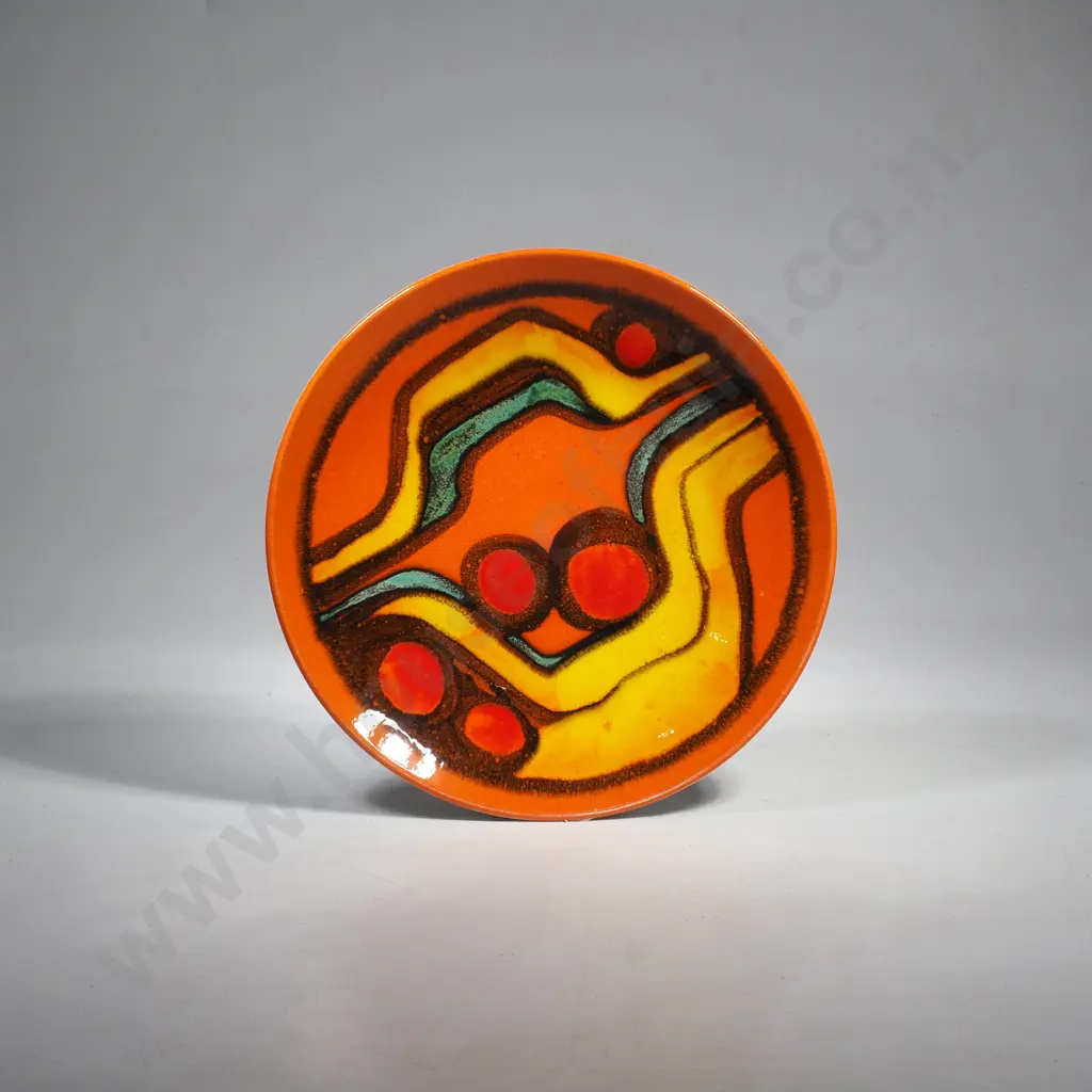 Poole Pottery No 3 Dish w Hand Painted Abstract Design by Artist Angela Wyburgh Image 1++