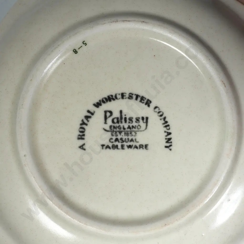 Vintage Royal Worcester Palissy Ware Pottery w Retro Poppy Pattern Salt & Pepper, Jam Dishes, Egg Cups & Cups Image 1++