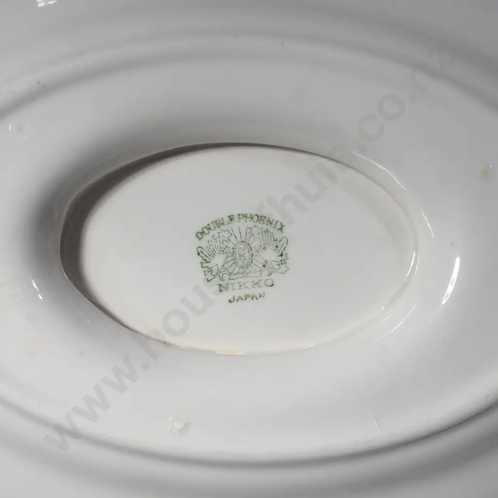 Nikko Blue & White Willow Pattern Covered Tureen & a Gravy Boat w Attached Underdish Image 1++