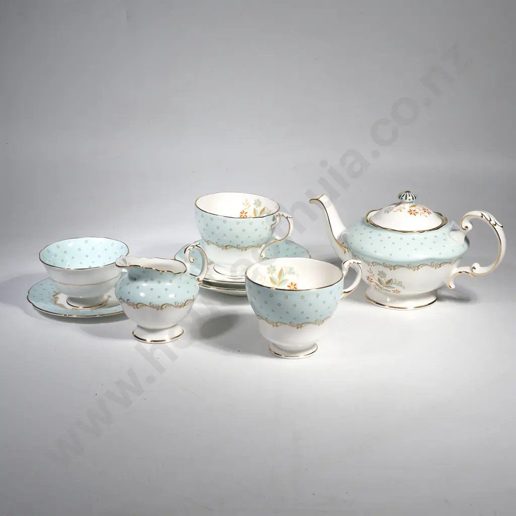 Vintage Paragon Fine China 'Baby Blue Polka' Pattern Tea for Two Set Image 1++