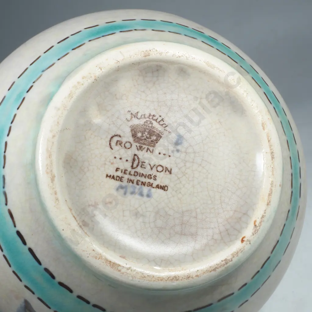 Vintage Crown Devon 'Mattita' Pattern Tubelined Vase Image 1++