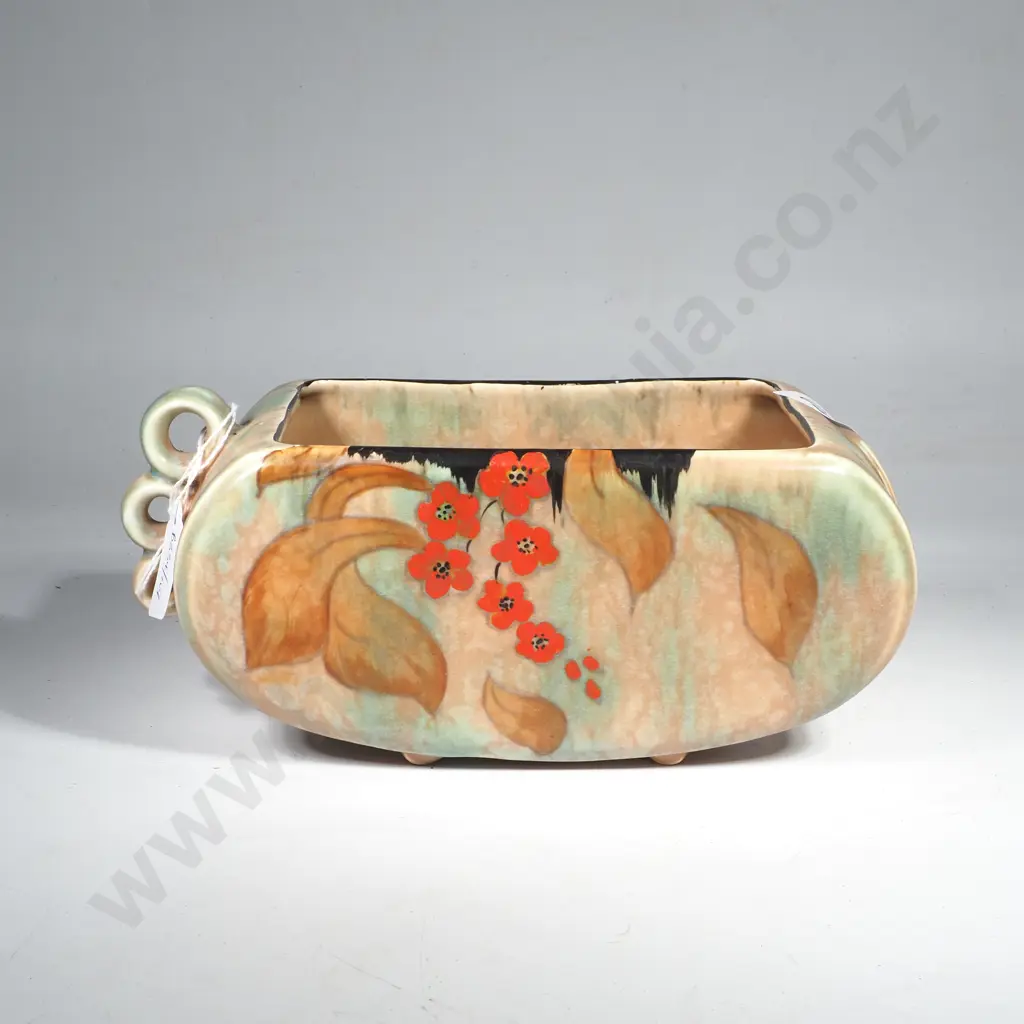 Unusual Crown Devon Bulb Bowl w Loop Ring Handle to One Side Image 1++