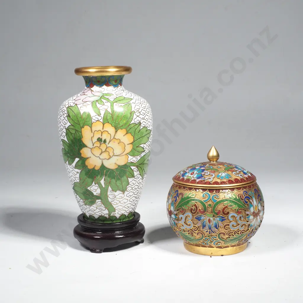Vintage Chinese Cloisonne Small Jar & Vase Image 1++