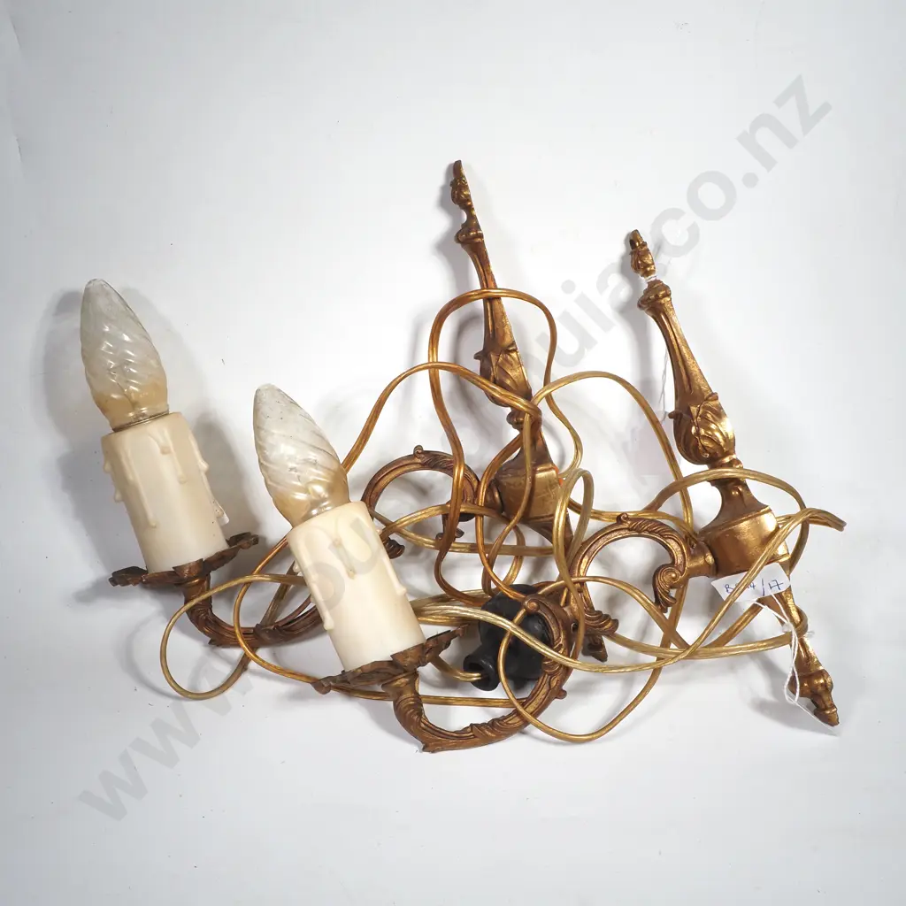 Pair of Brass Wall Light Fittings Image 1++
