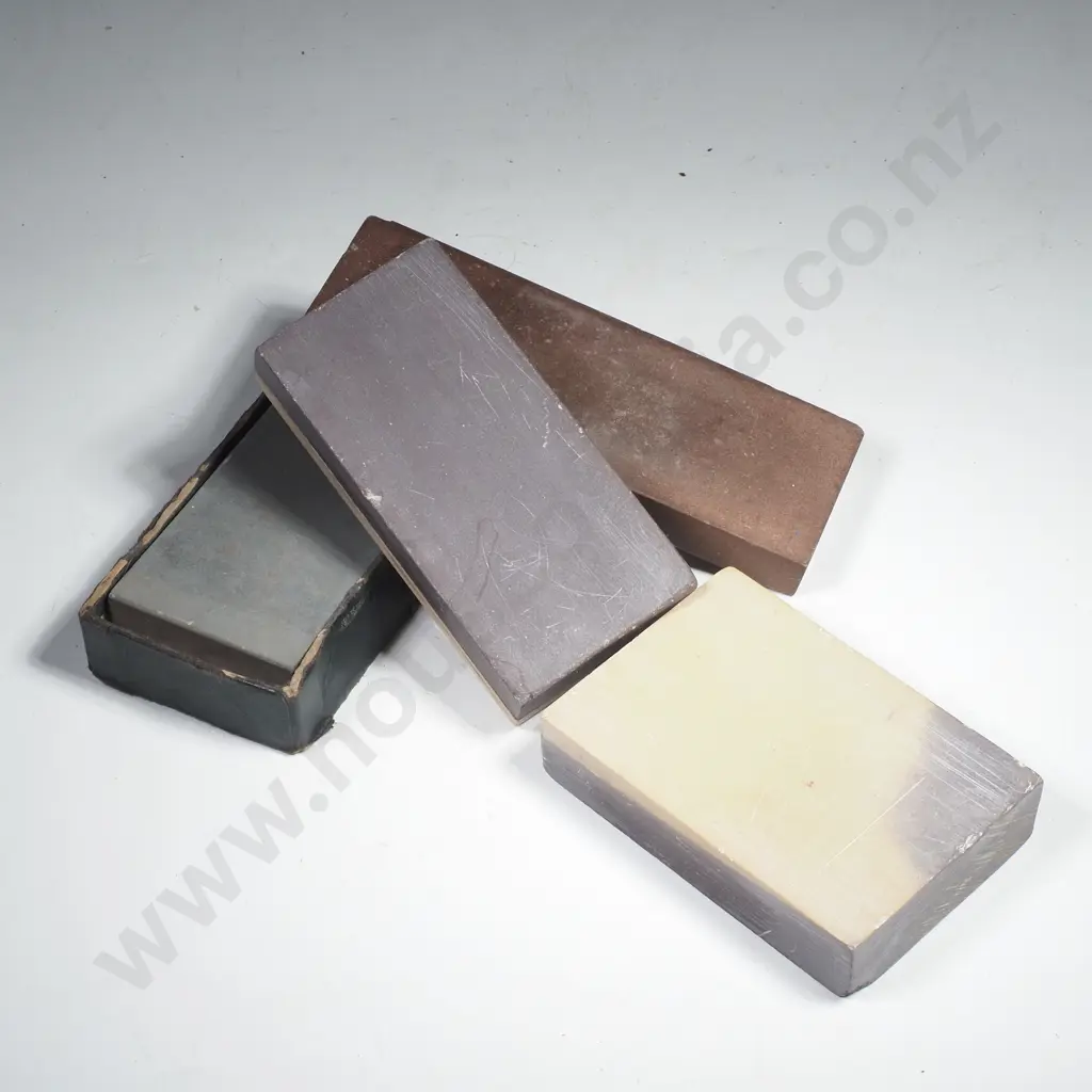 Four Vintage Knife Sharpening Whet Stones Image 1++