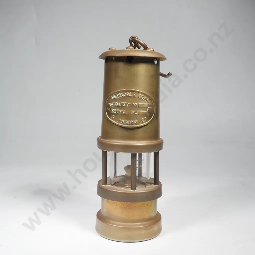 Replica Brass Miner's Lamp Branded 'Ferndale Colliery No 5' Image 1++