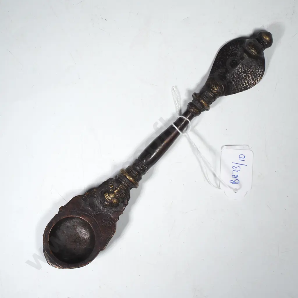 Brass or Bronze Indian Hindu Ritual Spoon, called an Uddharani Or Puja/Aarti Ladle Image 1++