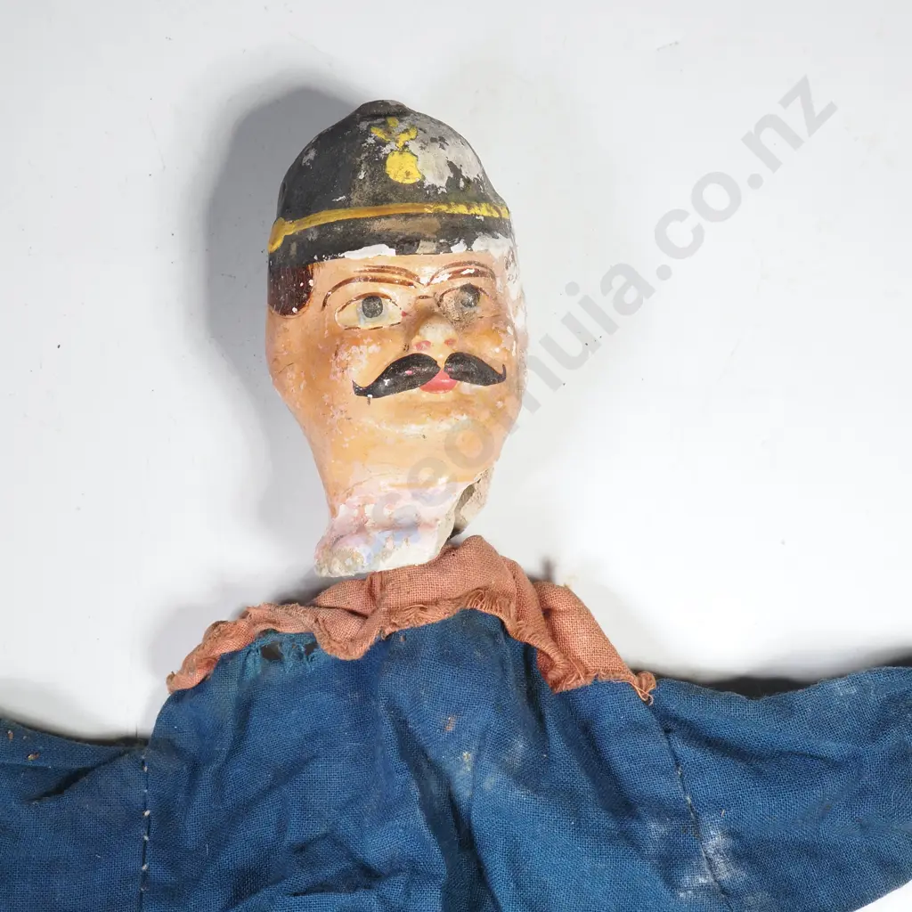 Vintage Punch & Judy Character Puppet 'Policeman' w Papier Mache Head, Fabric Body & Wooden Limbs Image 1++