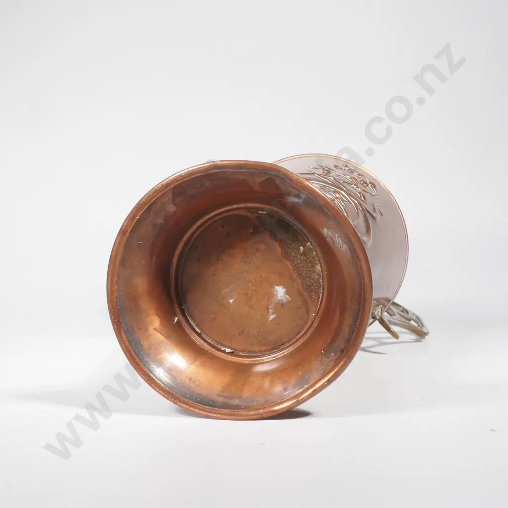 Antique Art Nouveau Copper & Brass Handle Vase a/f Image 1++