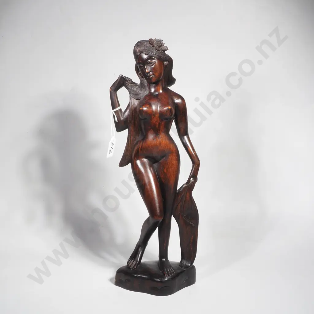 Vintage Balinese Carved Hardwood Nude Lady Figure Image 1++