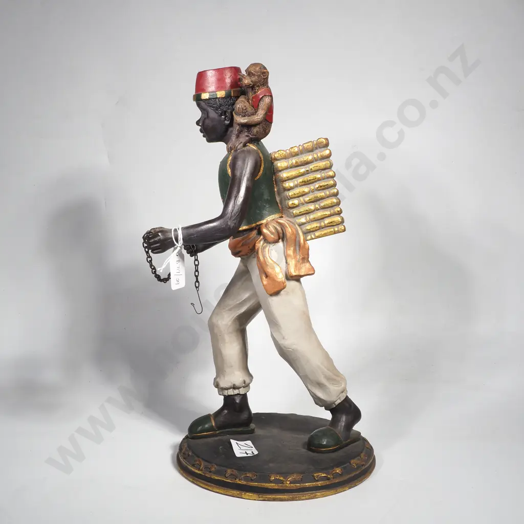 Vintage Resin Figure in a Red Fez w a Monkey on his Shoulder Image 1++