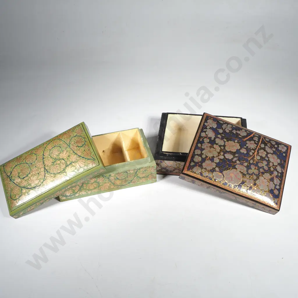 Two Kashmiri Papier Mache Trinket Boxes Image 1++
