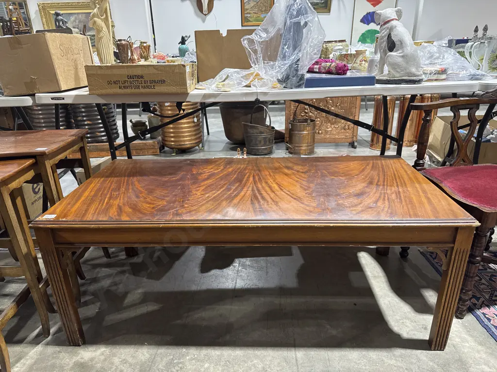 Mahogany Rectangular Coffee Table w on Square Tapered Fluted  Legs Image 1++