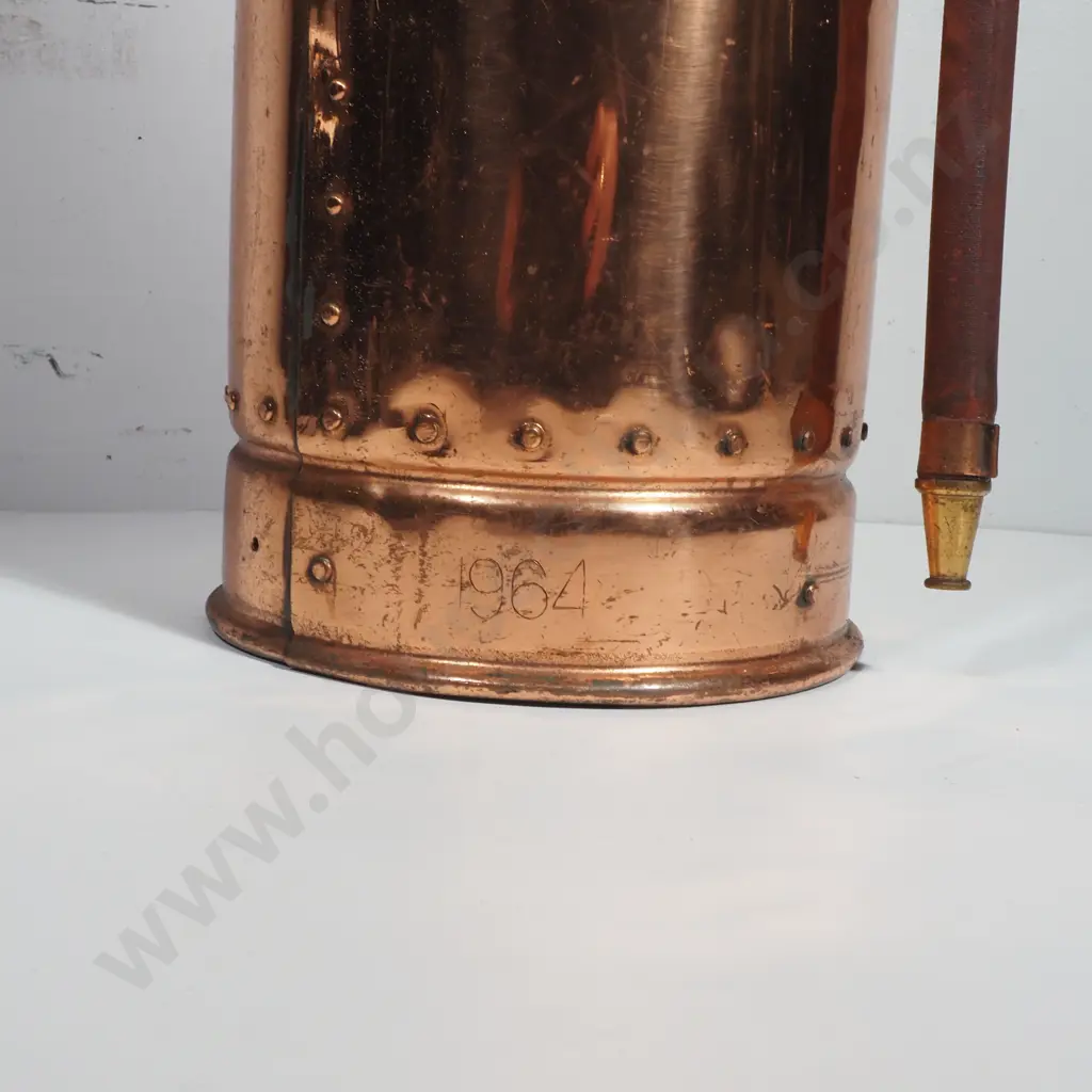 Vintage Copper & Brass Soda Acid Fire Extinguisher Marked 1964 Image 1++