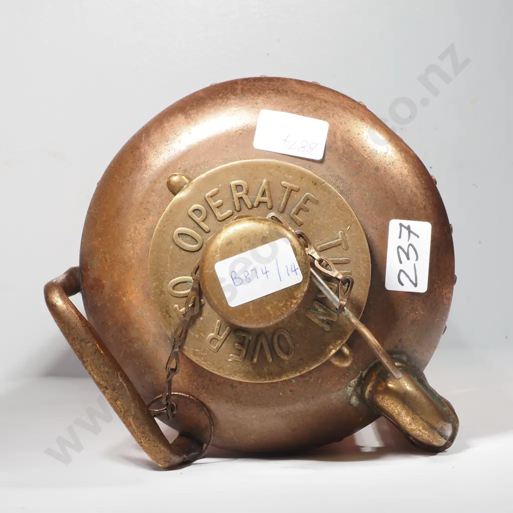Vintage Copper & Brass Soda Acid Fire Extinguisher Marked 1964 Image 1++