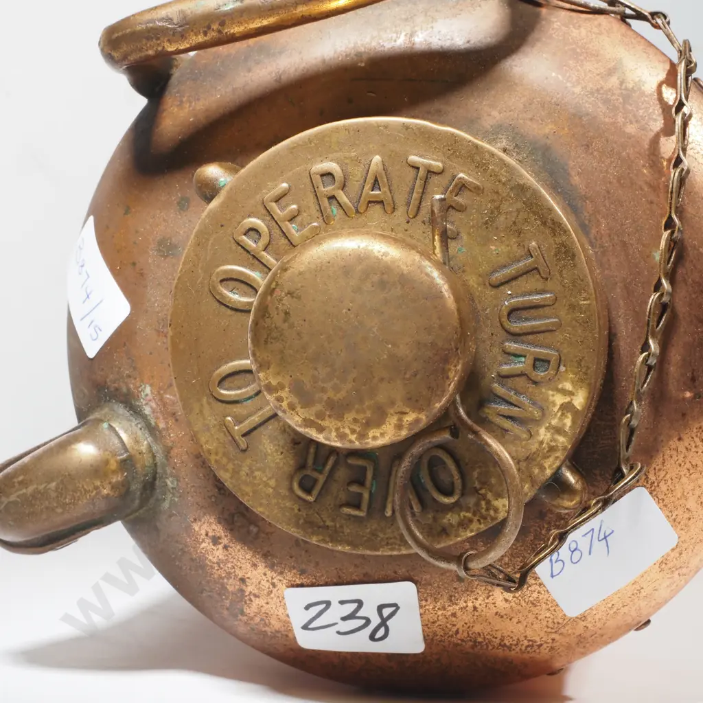Vintage Copper & Brass Soda Acid Fire Extinguisher Marked 1964 Image 1++