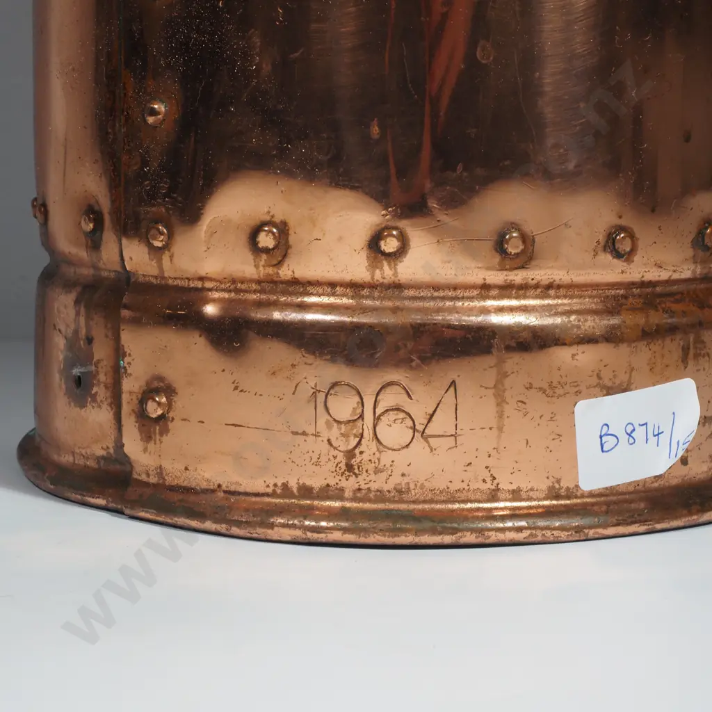 Vintage Copper & Brass Soda Acid Fire Extinguisher Marked 1964 Image 1++