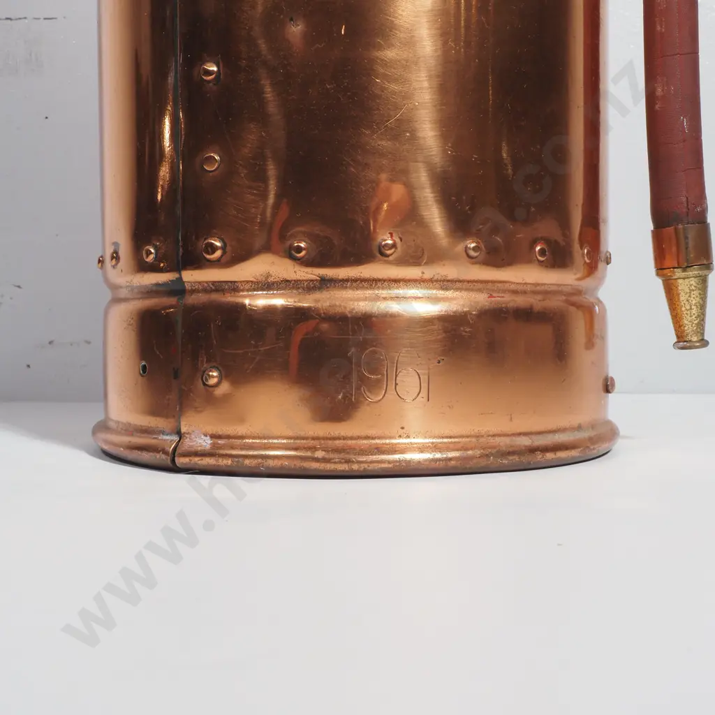 Vintage Copper & Brass Soda Acid Fire Extinguisher, Commonly Holding 2.5 Gallons of Fluid w Riveted Side Seams Image 1++