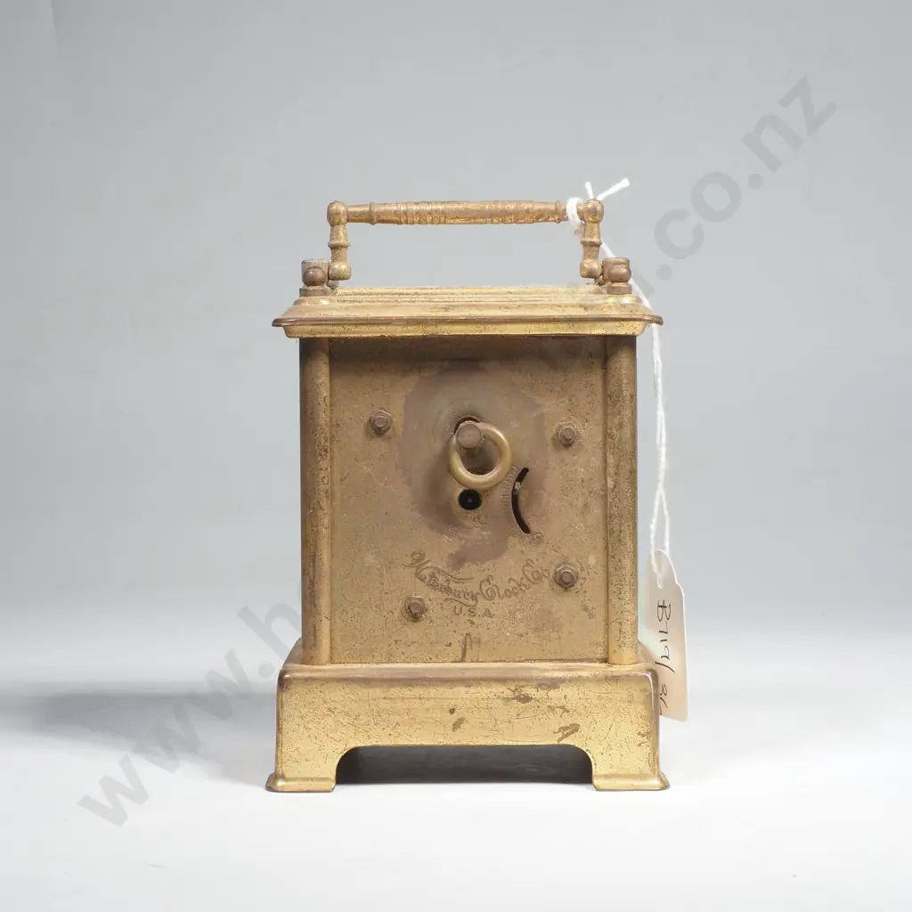 Antique Brass Carriage Clock made by the Waterbury Clock Co. from the late 19th Century w Key Image 1++