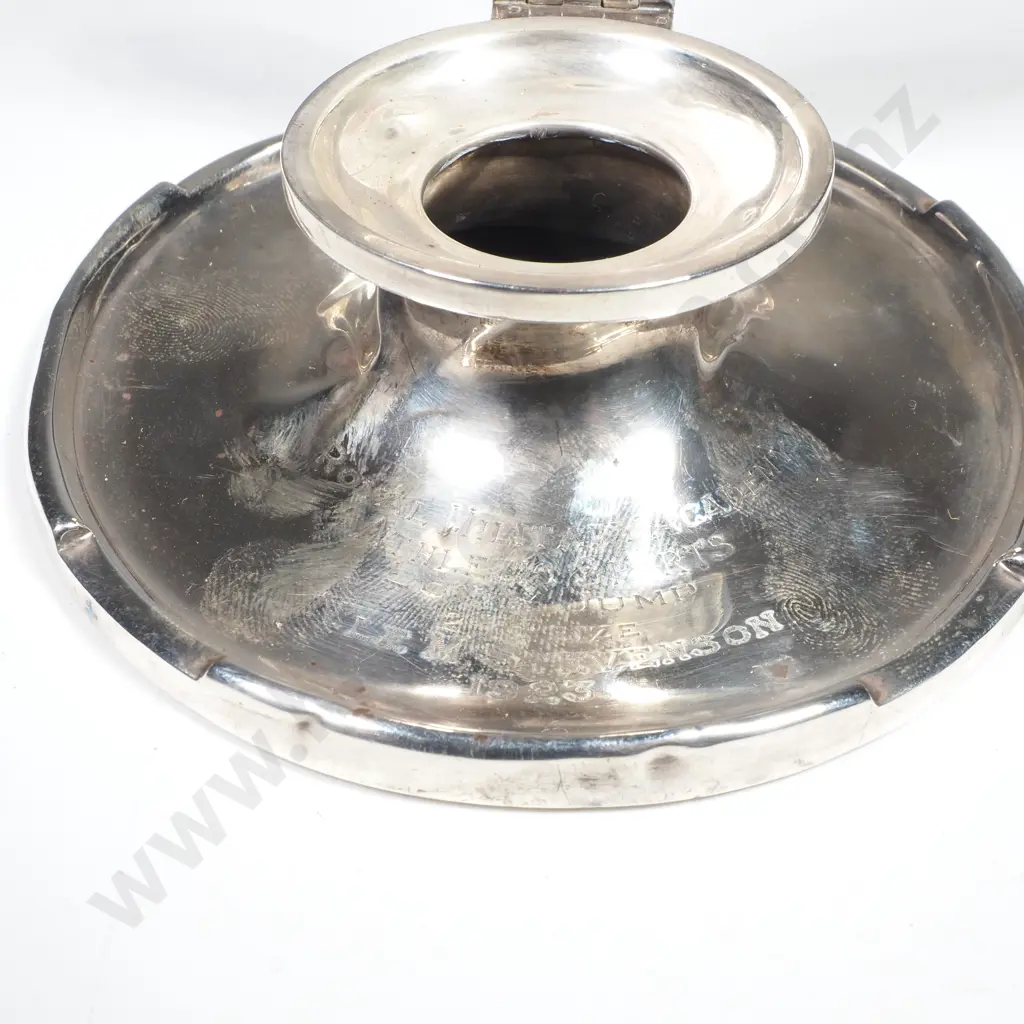 Sterling Silver Capstan Inkwell, Inscribed & A/F Image 1++
