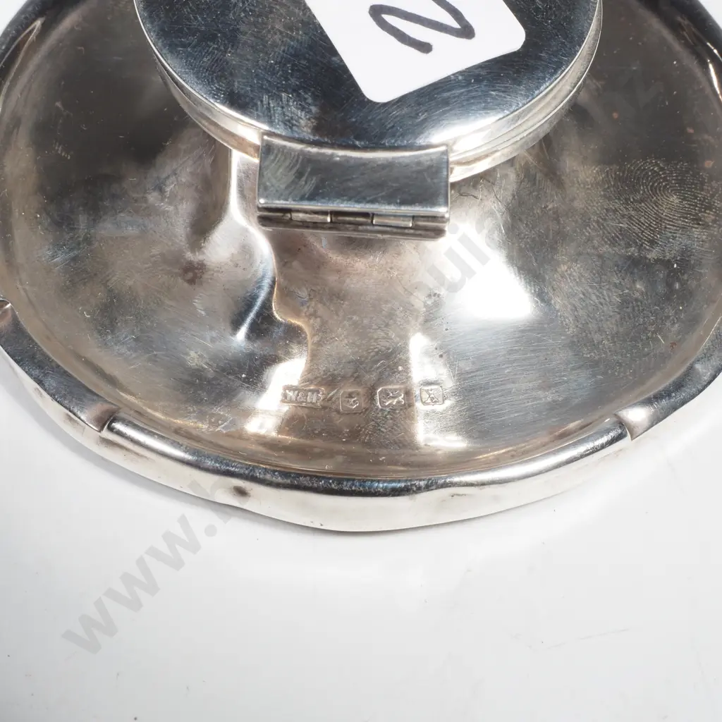 Sterling Silver Capstan Inkwell, Inscribed & A/F Image 1++