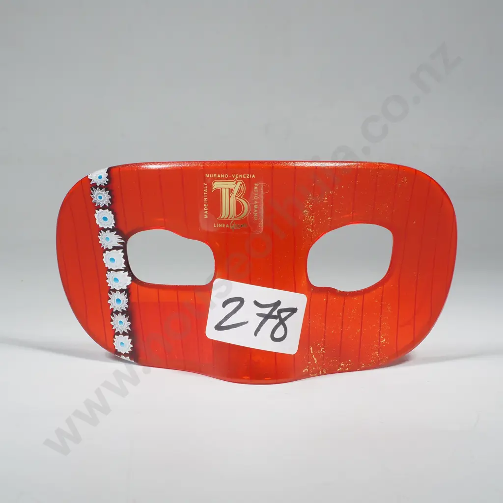 Murano Glass Carnival Mask w Millefiori Canes - Linea Ghisetti, Labeled & Signed Image 1++