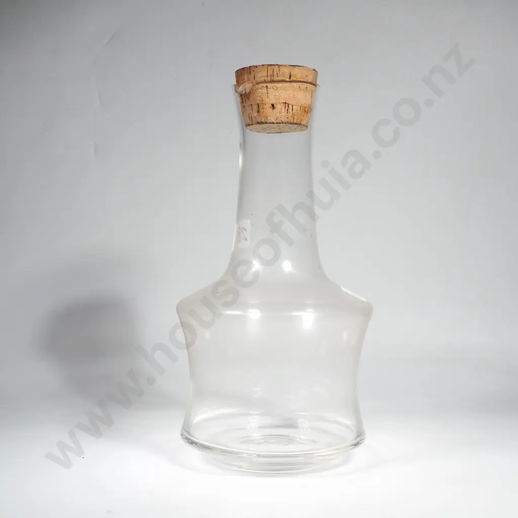 Dartington Style Mid Century Clear Glass Wine Decanter w Wide Bulbous Base Image 1++